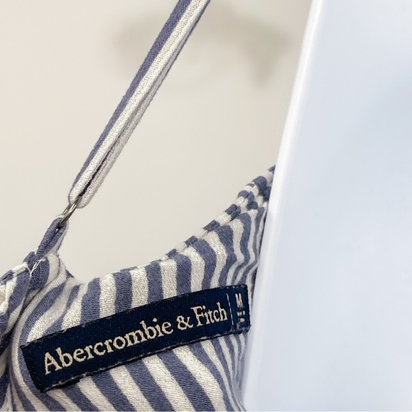 Abercrombie & Fitch Striped Romper Smocked Open Back Jumper Blue White Shorts - Picture 10 of 10